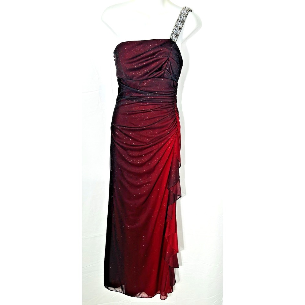 Vintage Y2K Red Black Sparkle Mesh Dress Witchy Romantic Goth Vamp Hoco USA SZ 7